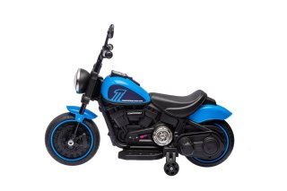 Motorek Chopper FASTER na akumulator dla dzieci Niebieski + Radio FM + Panel audio + LED