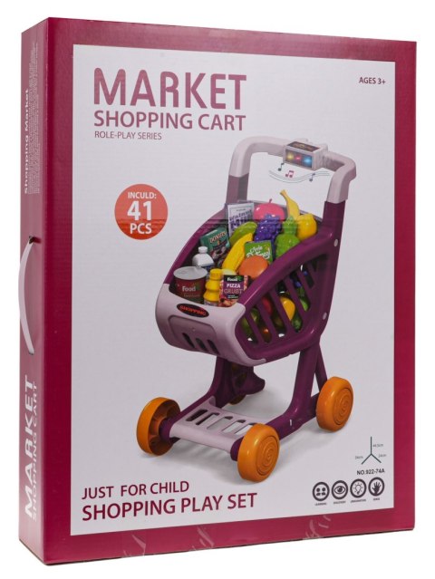 Wózek Sklepowy z Funkcją Świateł i Muzyki 41el. Czerwony